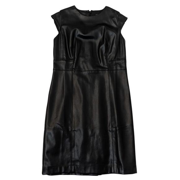 Ann Taylor Faux Leather Sheath Dress Black Size 6 - Picture 4 of 16